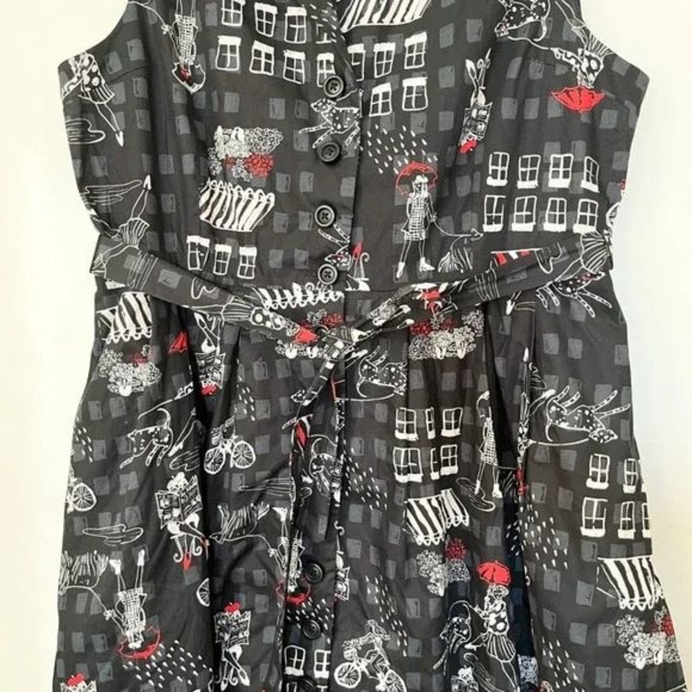 ModCloth Community Brunch‎ Belted Sleeveless Shirt Dress XL Black - Picture 5 of 13